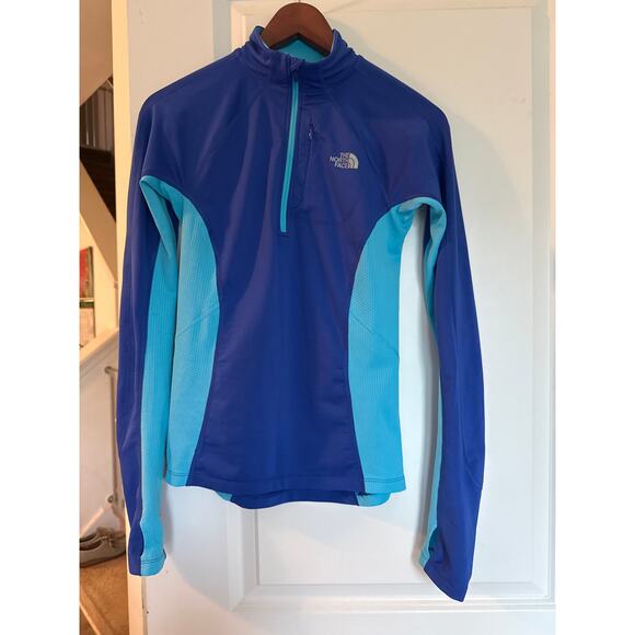The North Face XS VaporWick Quarter Zip Running Shirt Blue Long Sleeve - Picture 2 of 9